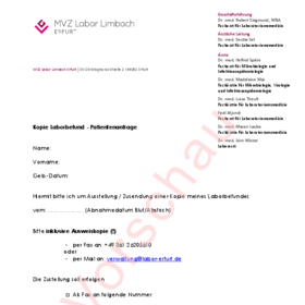 Vorlage Kopie Laborbefund - Patient